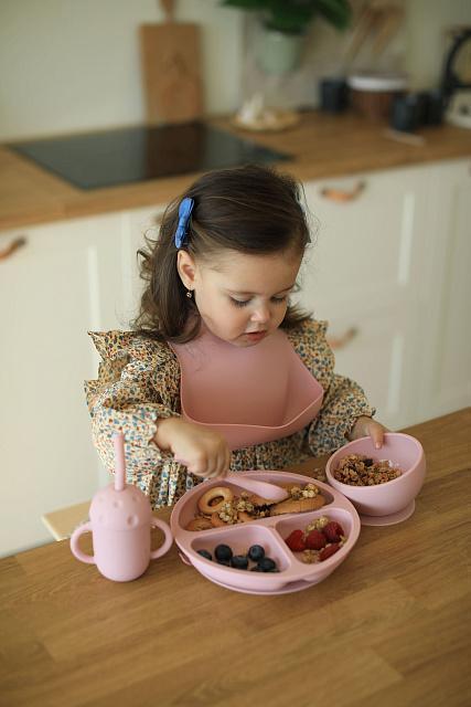 Детская тарелка с разделителем LUKNO, розовая