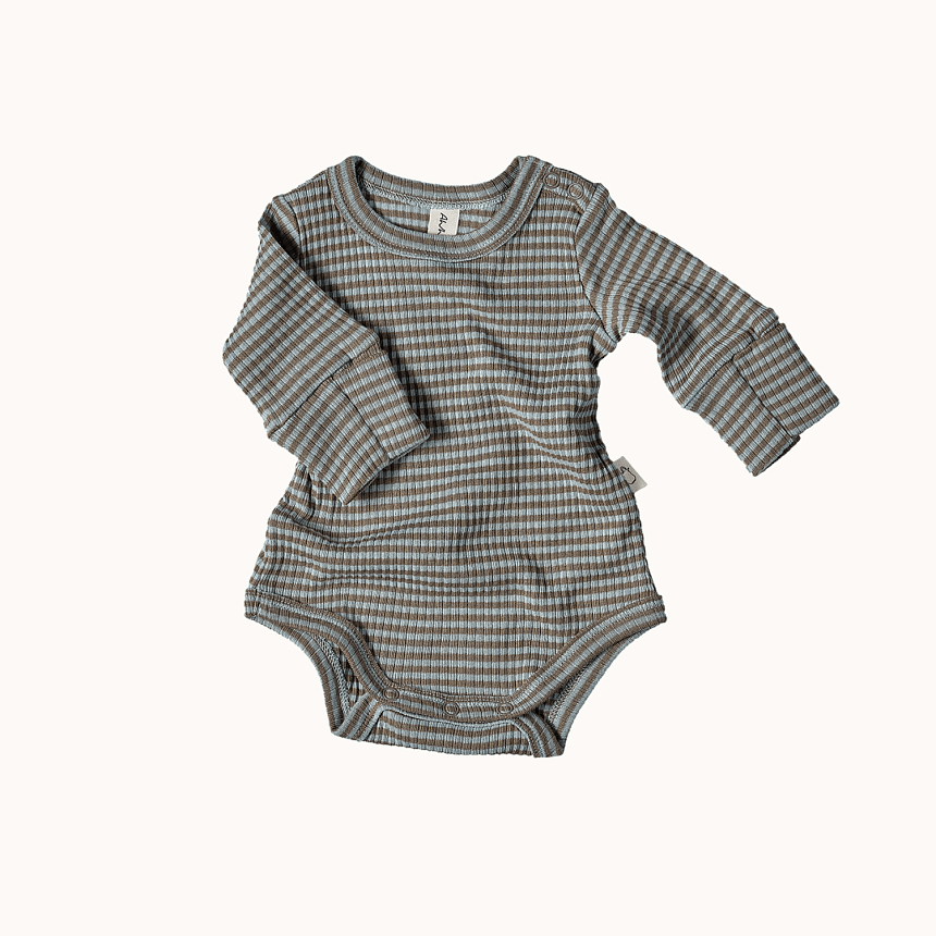 Боди с длинным рукавом эвкалипт/матча