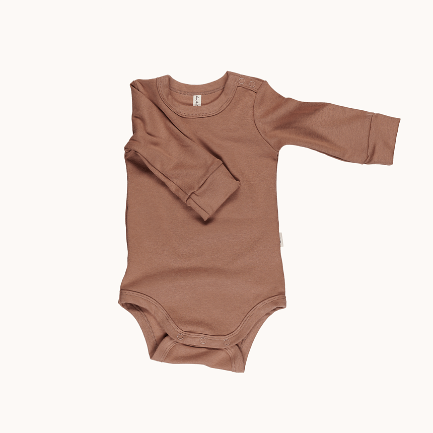 Боди с длинным рукавом мокко