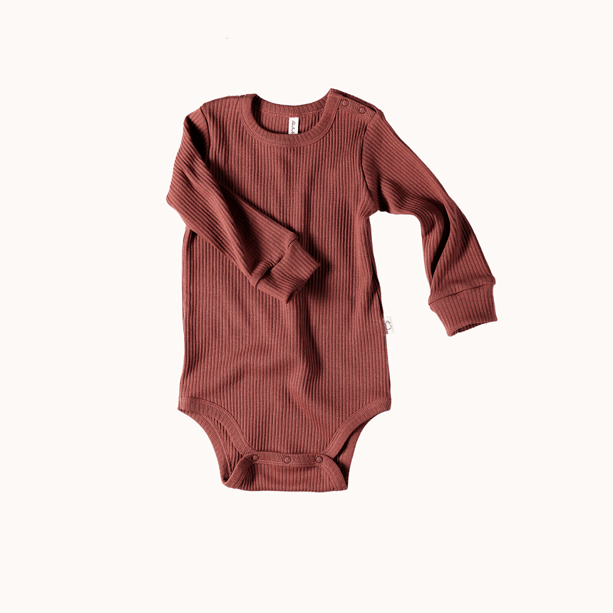 Боди с длинным рукавом клюква