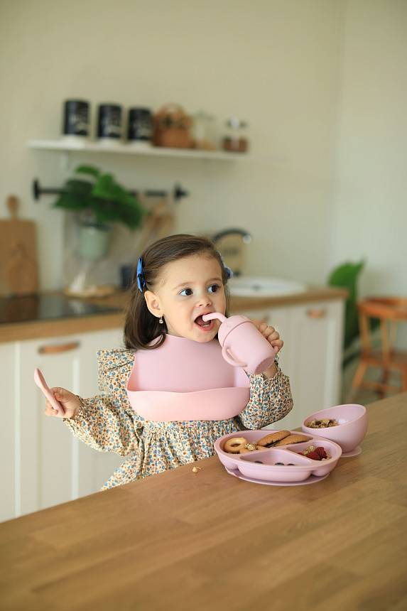 Набор детской силиконовой посуды LUKNO, розовый