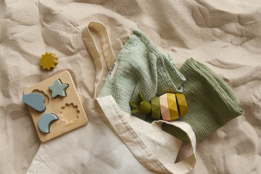 Набор муслиновых пеленок LUKNO, белая ива/лавровый лист