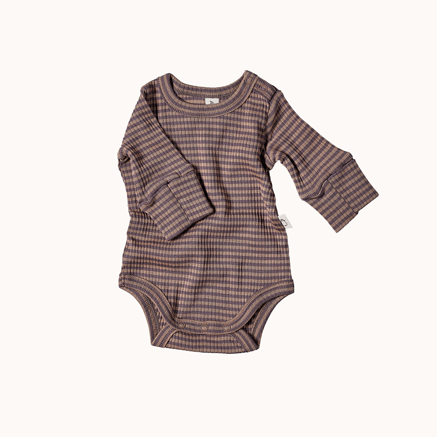 Боди с длинным рукавом слива/мокко