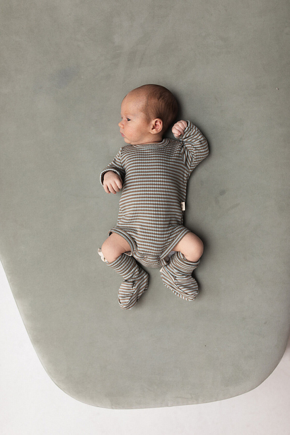 Боди с длинным рукавом эвкалипт/матча