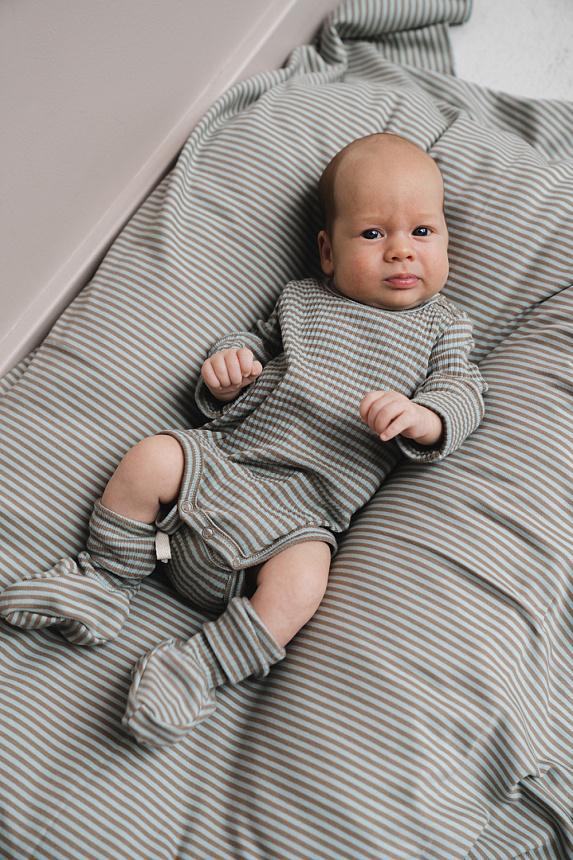 Боди с длинным рукавом эвкалипт/матча