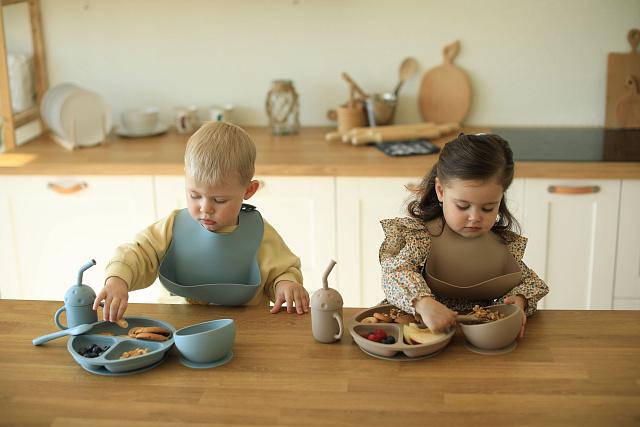 Набор детской силиконовой посуды LUKNO, туман